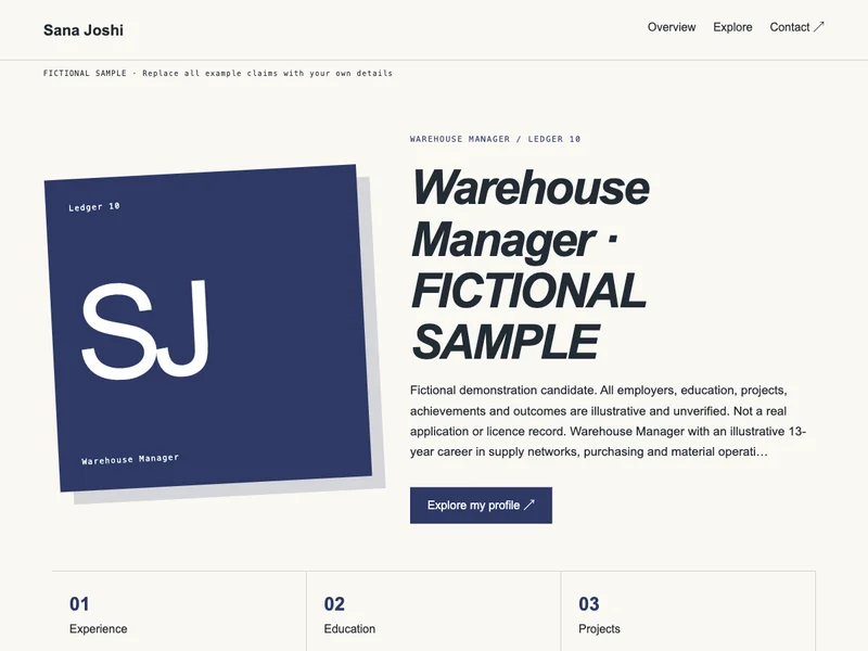 Warehouse Manager web portfolio preview