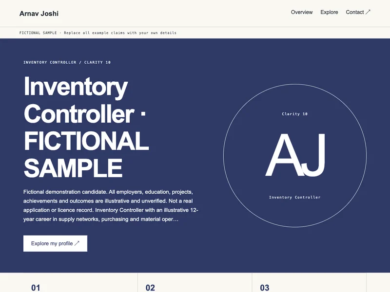Inventory Controller web portfolio preview