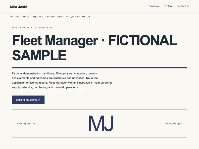 Fleet Manager web portfolio preview