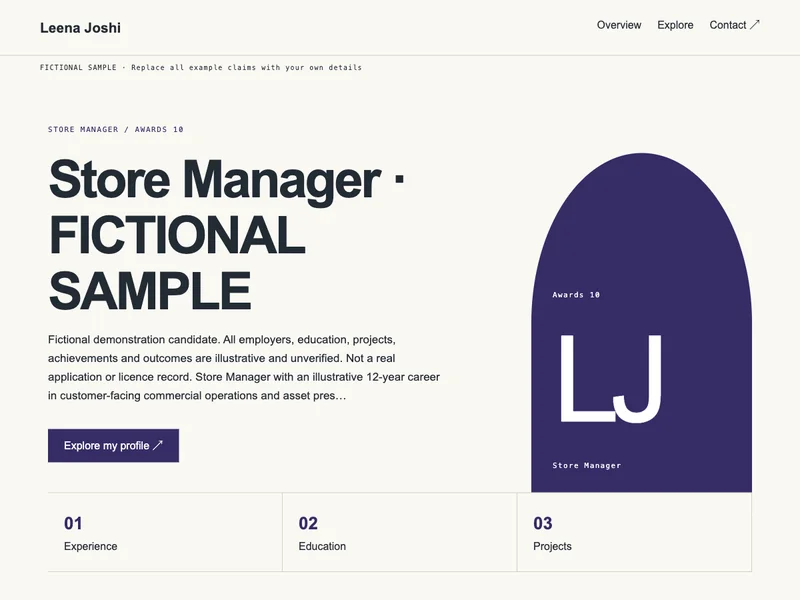 Store Manager web portfolio preview