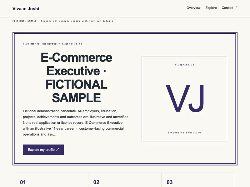 E-Commerce Executive web portfolio preview