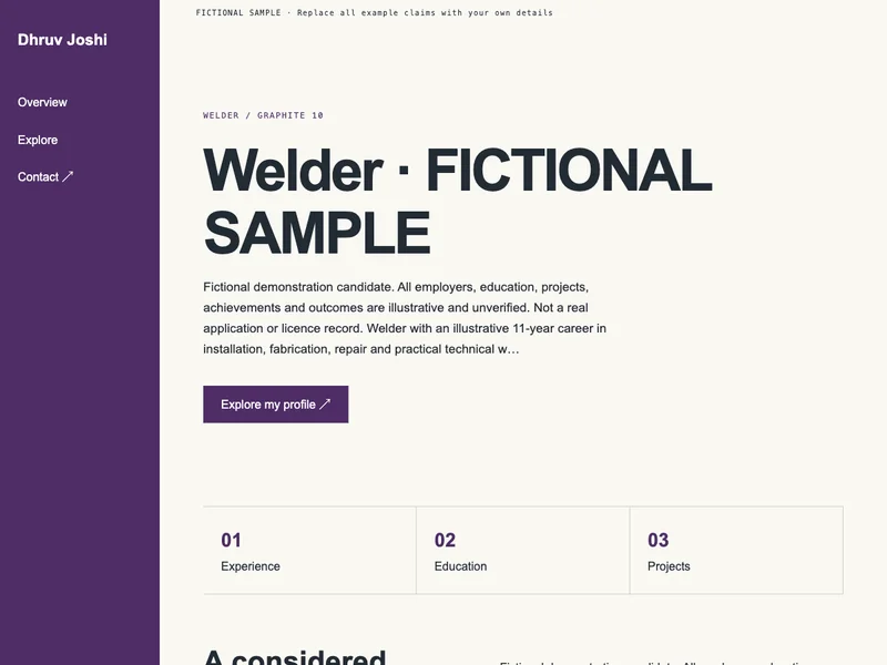 Welder web portfolio preview