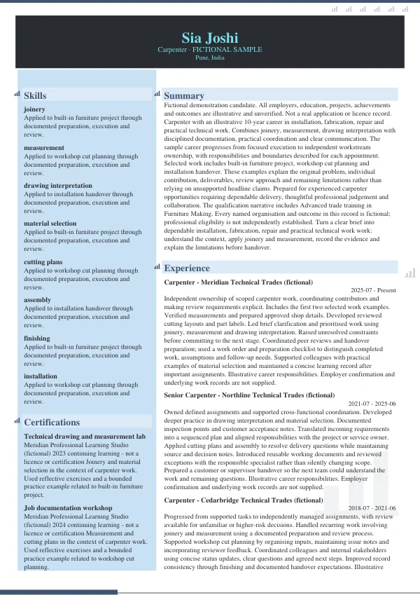 Carpenter CV — first page