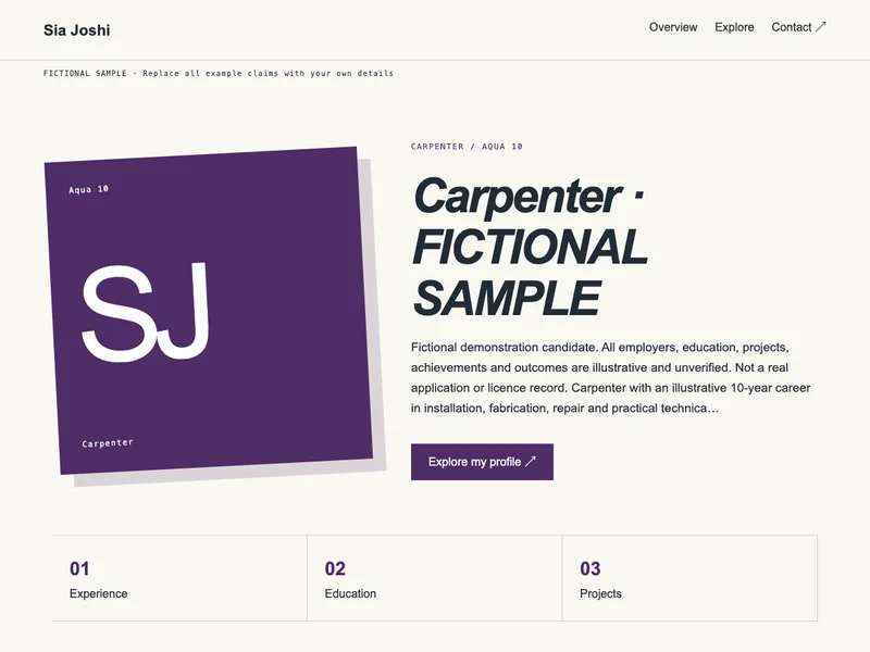 Carpenter web portfolio preview