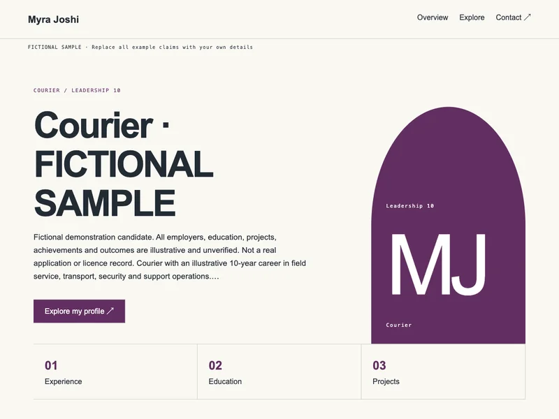 Courier web portfolio preview