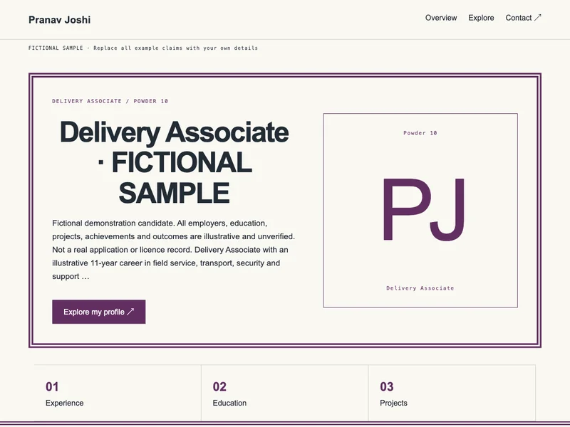Delivery Associate web portfolio preview